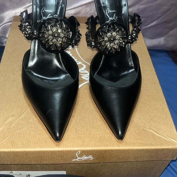 Christian Louboutin Black Heels with Ornate Circular Embellishment worn once. - Picture 8 of 11